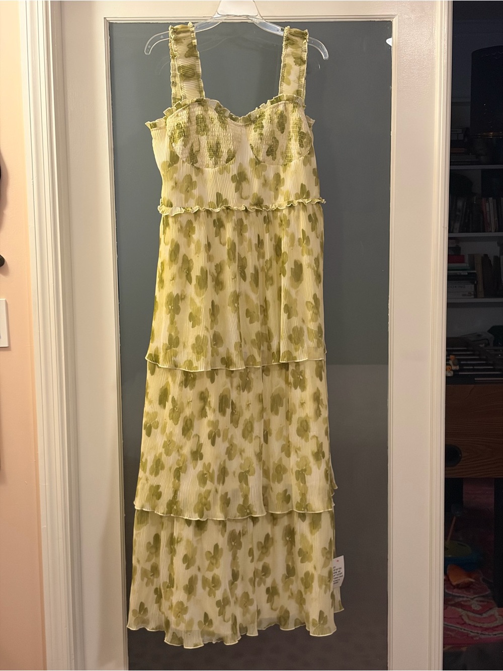 ASOS Olive Green Floral Tiered Midi Dress